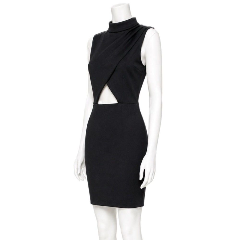 AKIRA CHICAGO Red Label Cutout Bodycon Dress Black Mock Neck | Women's‎ S
